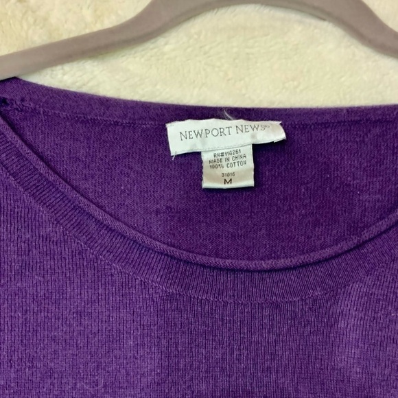 NEW Smock-Style Sweater Medium Newport News Purple Beautiful Pocket 100% Cotton - Picture 12 of 16